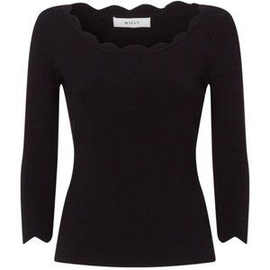 Milly Scalloped Neck Bracelet Sleeve Sweater